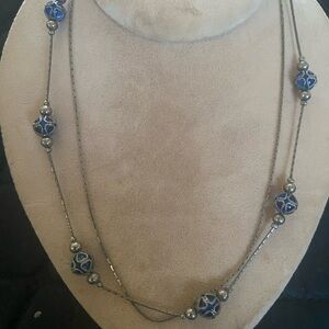 Elegant Blue and Silver Beaded Necklace